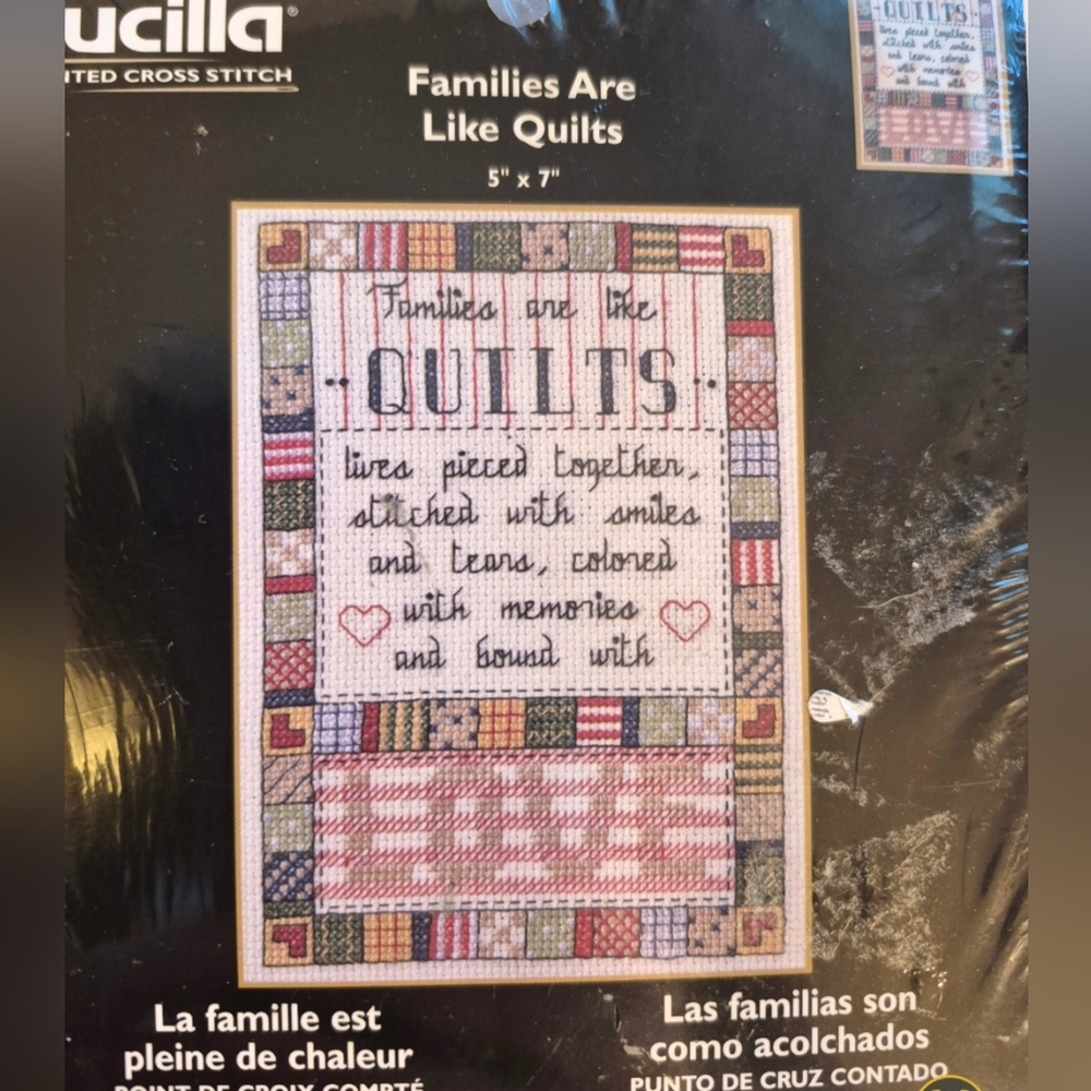 Bucilla Plaid "Families Are Like Quilts" Counted cross stitch kit-unopened